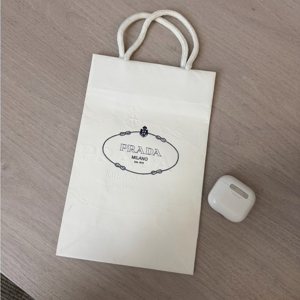 Prada Ivory Gift Bag with Rope Handles